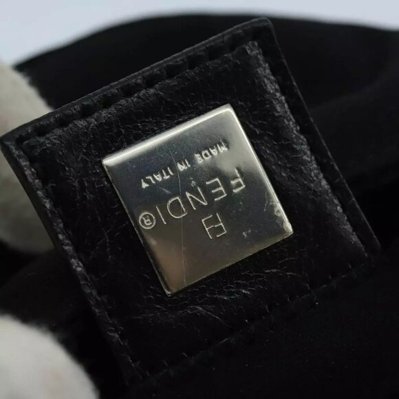 FENDI Mini Croissant Hand Bag Nylon Black Silver Auth - Picture 6 of 15